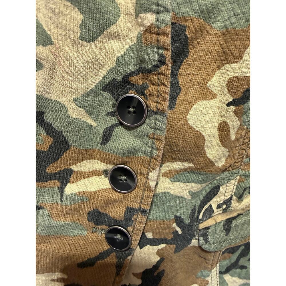 Free People Collarless Fitted Long Sleeve Camo Blazer/Jacket Size 6 - Picture 6 of 12